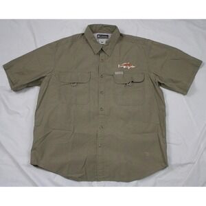 Columbia Mens Short Sleeve Button Front Embroidered Shirt Size Large